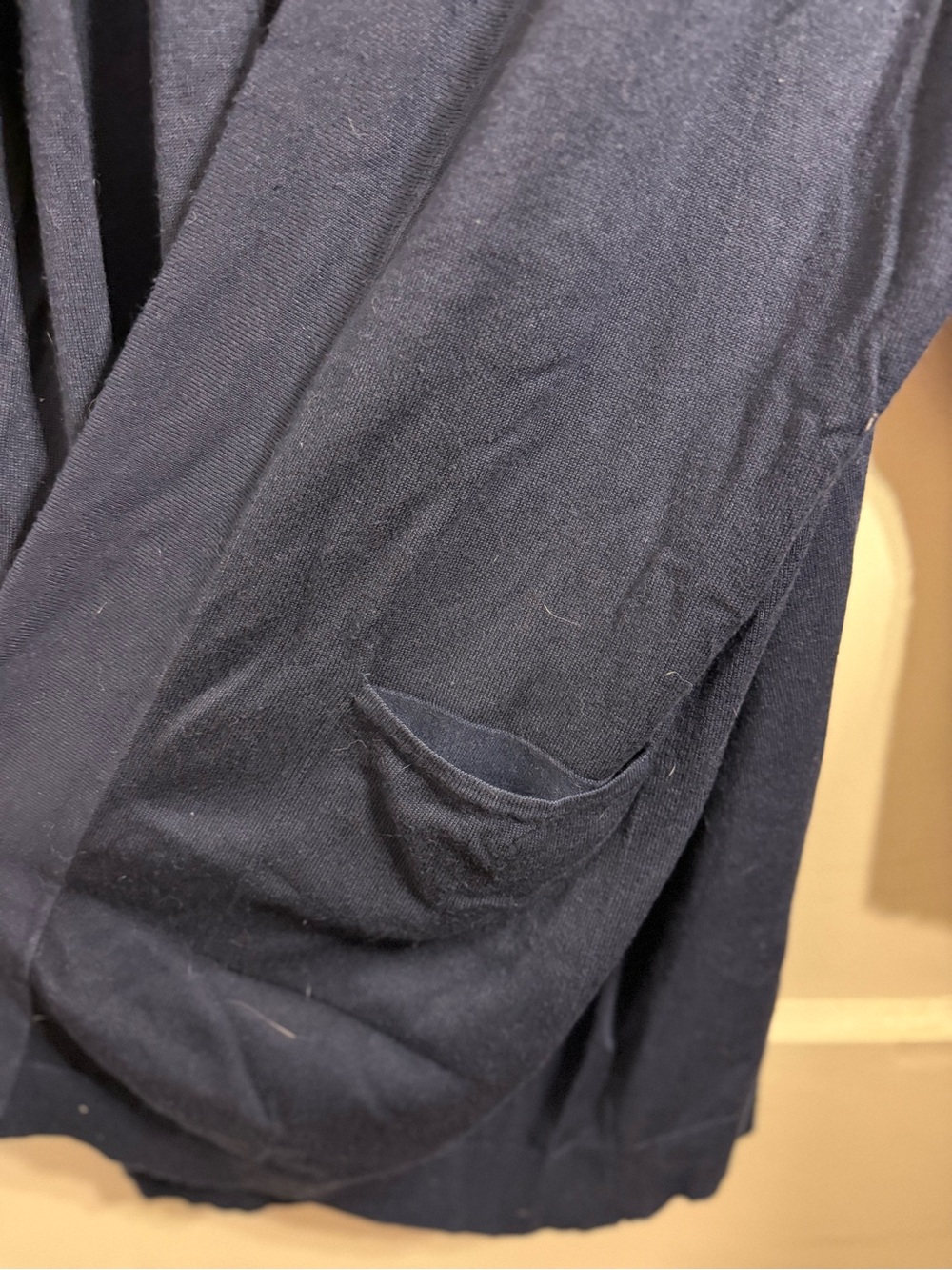 JM Collection Long Open-Front Navy Cardigan - Picture 3 of 5